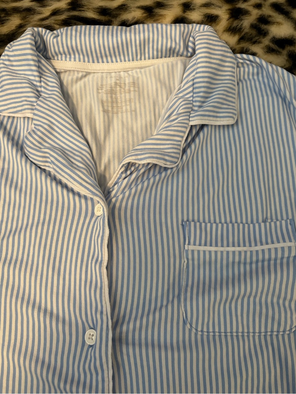 Striped Blue & White Short Pajama Set - Picture 3 of 3